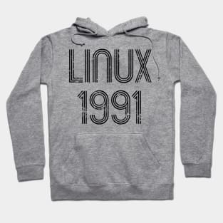 Linux 1991 - Cool Distressed Design for Free Software Geeks Hoodie